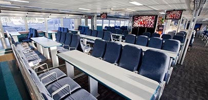 9:30 am – Boarding Quicksilver Wavepiecer interior